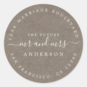 Sticker Rond Futur M. Mme Kraft Mariage de papier Adresse de re