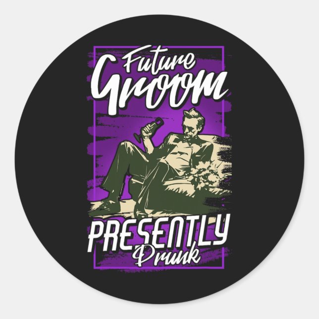 Sticker Rond Futur mari actuellement ivre  (Devant)