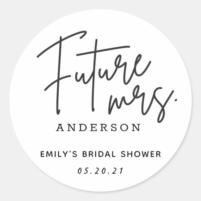 Sticker Rond Futur mariage de Mme en écriture manuscrite modern (Devant)