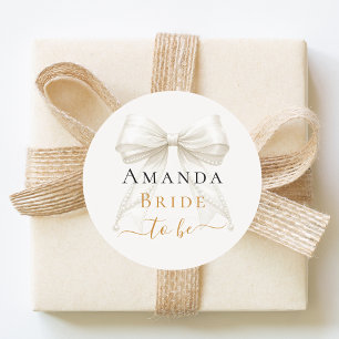 Sticker Rond Futur mariée bow ivory perles élégant EVJF