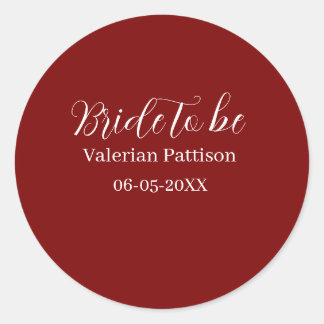 Sticker Rond Futur mariée nom date rose blanc shower de mariage
