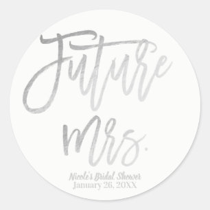 Sticker Rond Futur Mme Faux Papier D'argent Moderne Écriture Ca