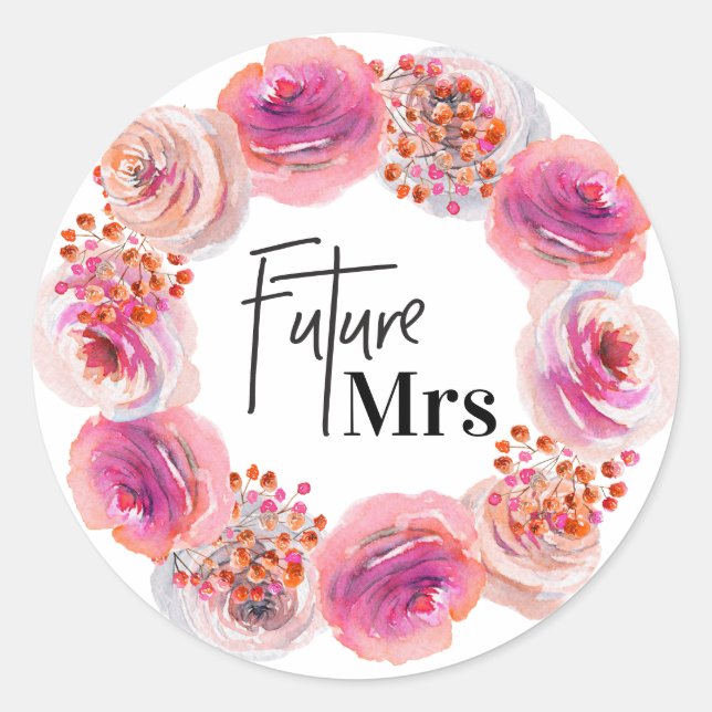 Sticker Rond Futur Mme Fête des mariées Bright Floral (Devant)
