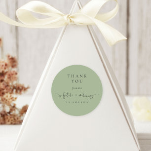 Sticker Rond Futur Mme Fête des mariées Sage Green Merci