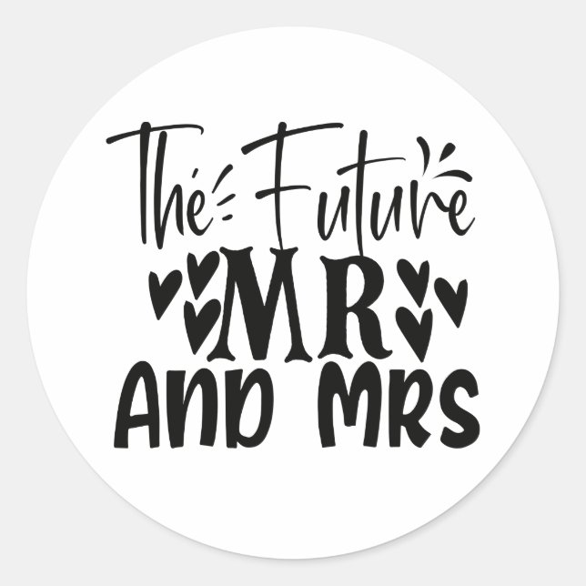 Sticker Rond Futur Mme Wedding Black White Bridal Shower (Devant)