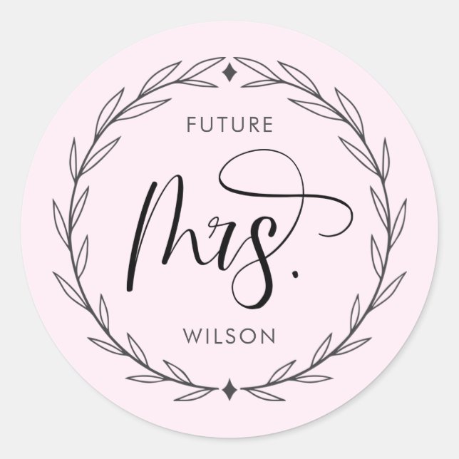 Sticker Rond Futur Mrs. Couronne de Fleurs Mariage  (Devant)