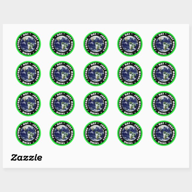 Sticker Rond Futur PAS d'argent 'PENSEZ' la rébellion (Feuille)