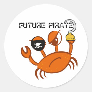 Sticker Rond Futur Pirate Crabe mignon cadeau d'anniversaire pe
