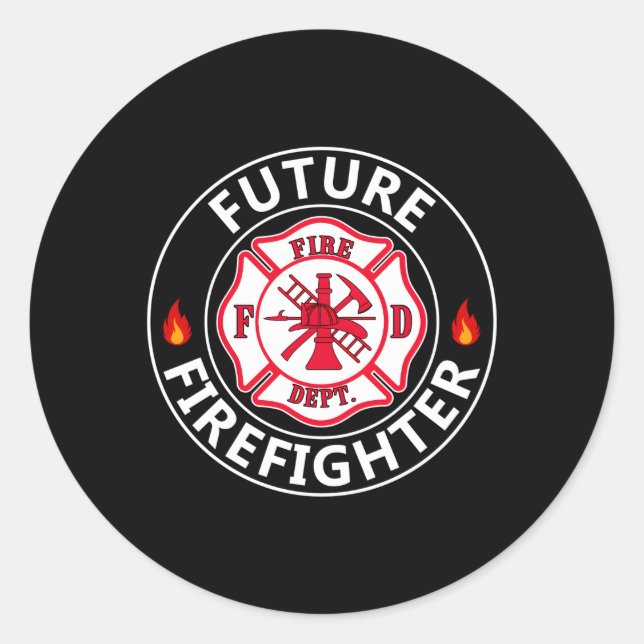 Sticker Rond Futur pompier Insigne de lutte contre les incendie (Devant)