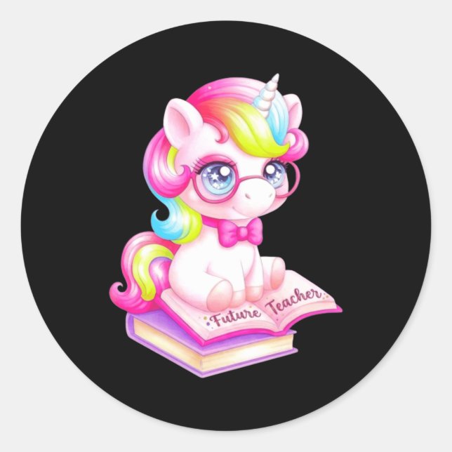 Sticker Rond Futur professeur de licorne mignonne Clroom (Devant)