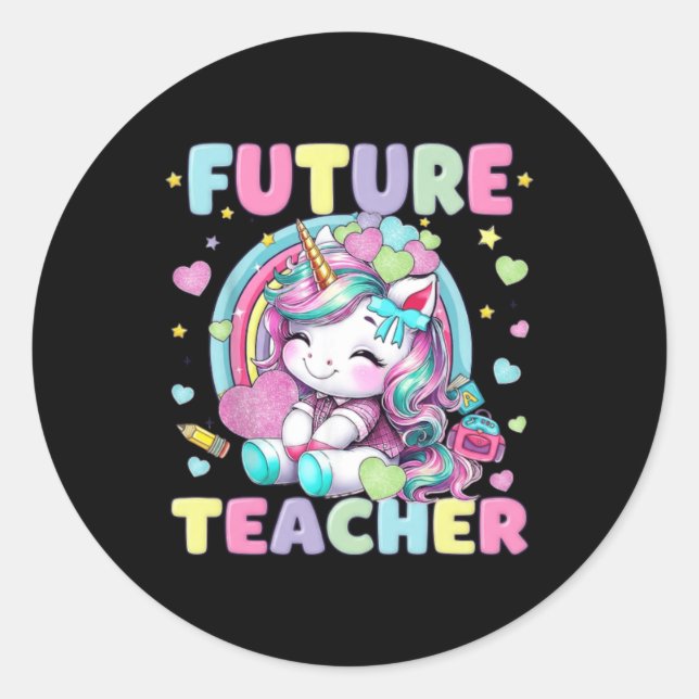 Sticker Rond Futur professeur de licorne mignonne Création de c (Devant)