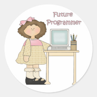 Sticker Rond Futur programmeur fille