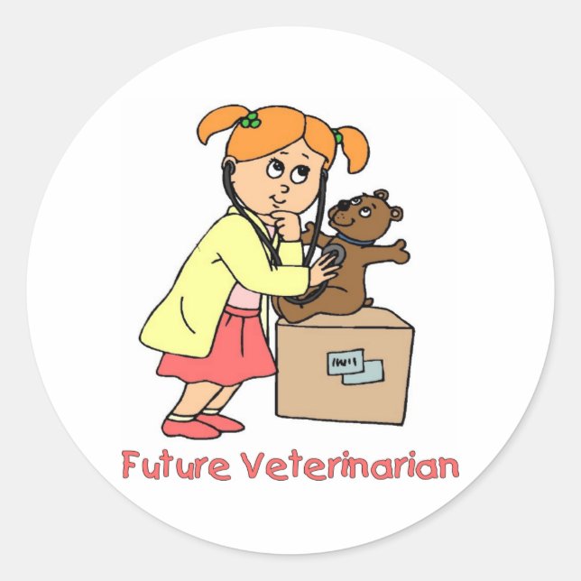 Sticker Rond Futur vétérinaire - Petite fille (Devant)