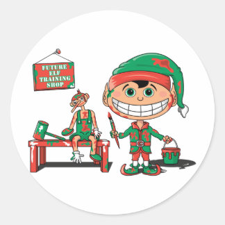 Sticker Rond Future Christma Elf En Formation