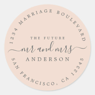 Sticker Rond Future M. Mme Pink Mariage Adresse de retour