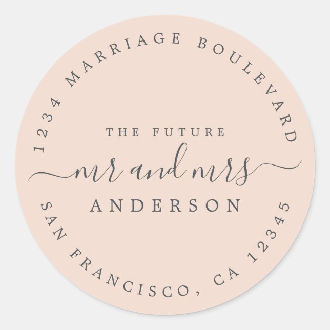 Sticker Rond Future M. Mme Pink Mariage Adresse de retour (Devant)