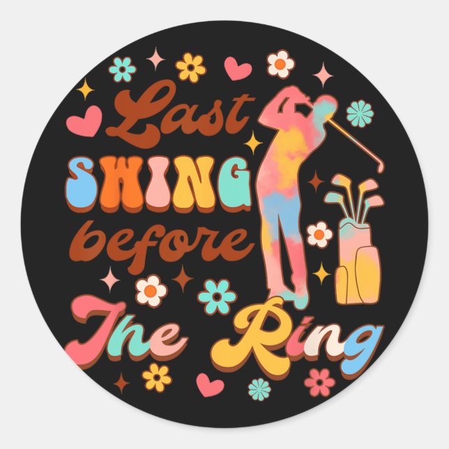 Sticker Rond Future Mariée Golf Bachelorette Dernier Swing Avan (Devant)