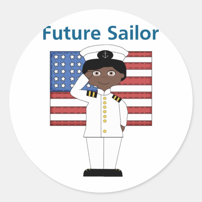 Sticker Rond Future Sailor Boy African American (Devant)