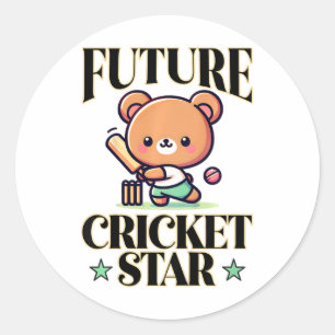Sticker Rond Future Star du cricket 