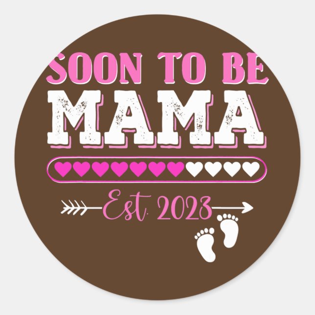 Sticker Rond Futures Maman Bientôt Est 2023 Nouvelle Maman  (Devant)