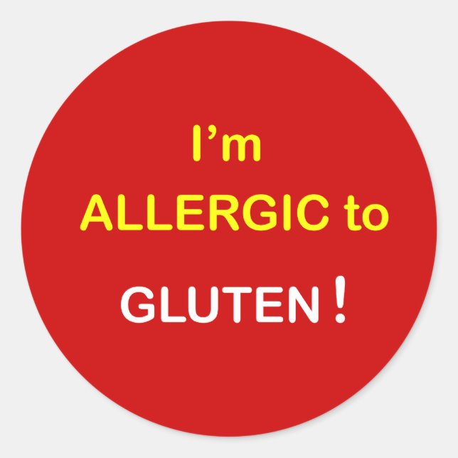 Sticker Rond g2 - Je suis allergique - GLUTEN. (Devant)