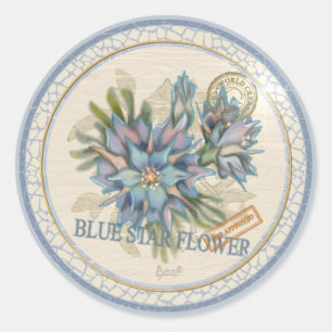 Sticker Rond G Bureau de création Fleur bleue