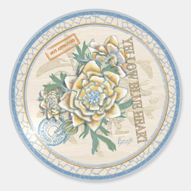 Sticker Rond G Bureau de la création Fleur jaune (Devant)