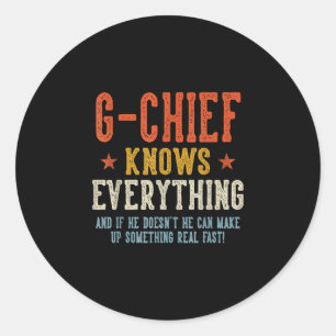 Sticker Rond G-chef sait tout la fête des pères rétro