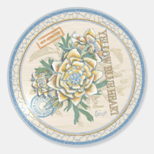 Sticker Rond G Creation Office fleur jaune
