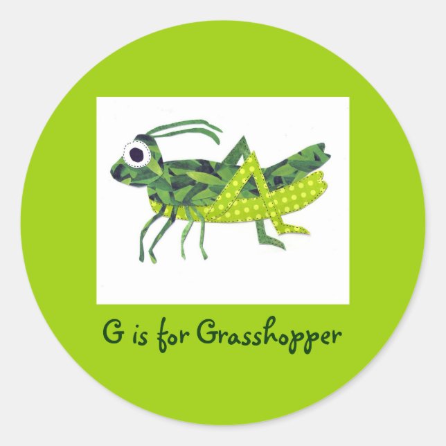 Sticker Rond G est pour Grasshopper (Devant)