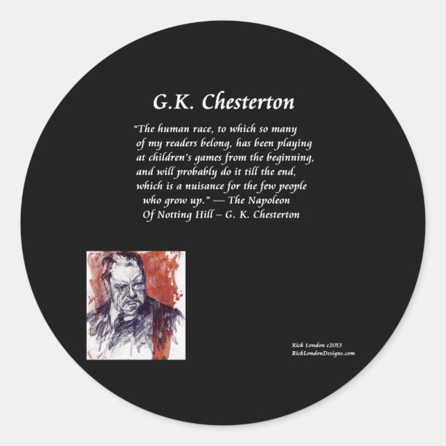 Sticker Rond G.K. Chesterton & Ouverture de livre de début de p (Devant)