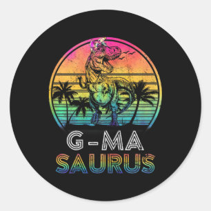 Sticker Rond G-masaurus Dinosaur G-ma Saurus Famille Correspond