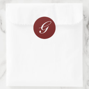 Sticker Rond G Monogramme Blanc initial sur Maroon