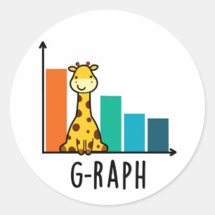 Sticker Rond G-raph Funny Giraffe Graph Pun