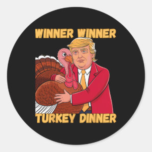 Sticker Rond Gagnant Dîner Turquie Dîner Drôle Thanksgiving Tru