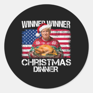 Sticker Rond Gagnant du dîner de Noël Père Noël Funny Trump C
