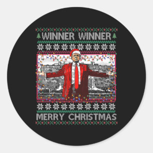 Sticker Rond Gagnant Joyeux Noël Funny Père Noël Trump 20