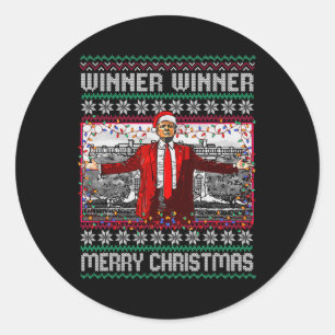 Sticker Rond Gagnant Joyeux Noël Funny Père Noël Trump 20