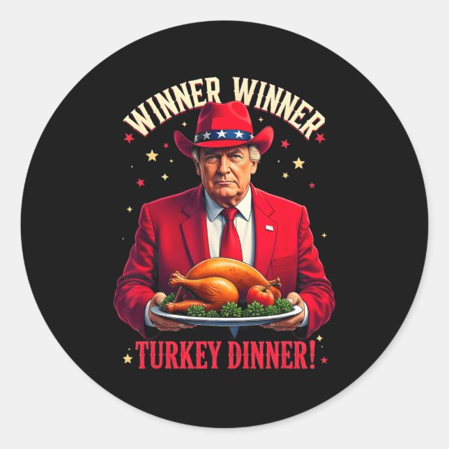 Sticker Rond Gagnante Funny Gagnante Turquie Dîner Trump Pjs Me (Devant)