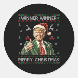Sticker Rond Gagnante Joyeux Noël Trump Père Noël Ugly Swe