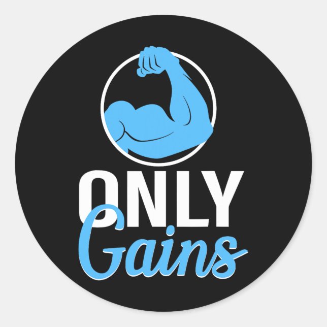 Sticker Rond Gains Seulement Gains Gym Entraînement Bodybuildin (Devant)