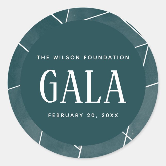 Sticker Rond Gala géométrique Emerald Green Watercolor (Devant)