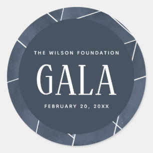 Sticker Rond Gala géométrique en aquarelle bleu marine