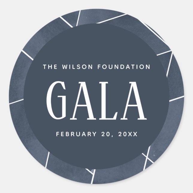 Sticker Rond Gala géométrique en aquarelle bleu marine (Devant)