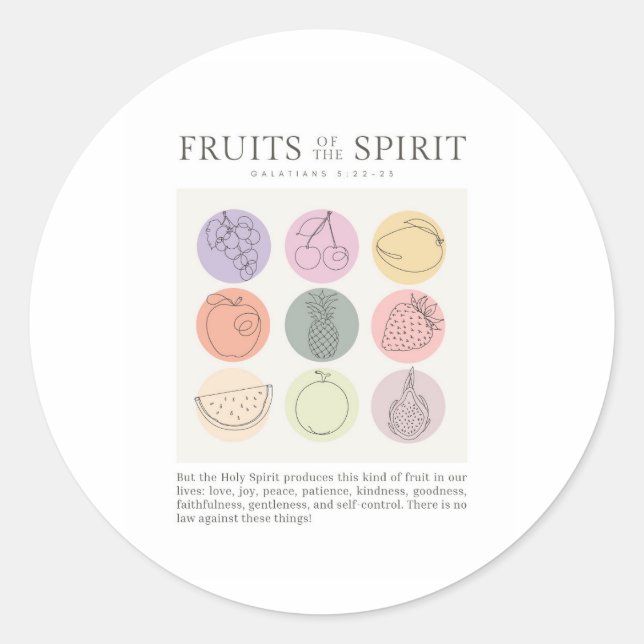 Sticker Rond Galates 5:22-23 Fruit de l'Esprit (Devant)