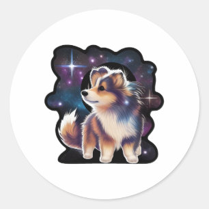 Sticker Rond Galaxie à chiens de mouton de Shetland