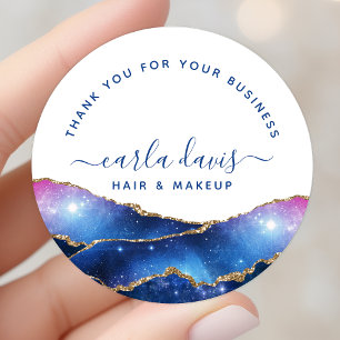 Sticker Rond Galaxie d'agate Étoiles célestes Remerciement d'af