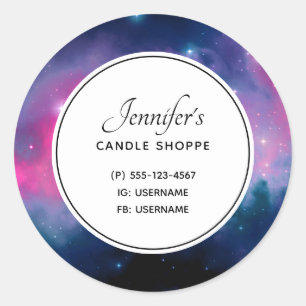 Sticker Rond Galaxie et étoiles rose et bleu Abstrait Affaires