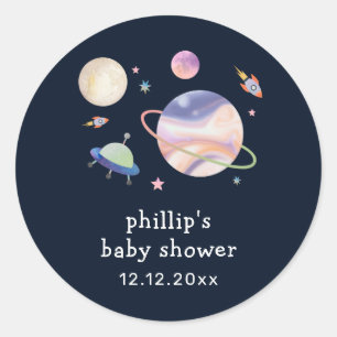 Sticker Rond Galaxie spatiale de lune étoile garçon bébé douche
