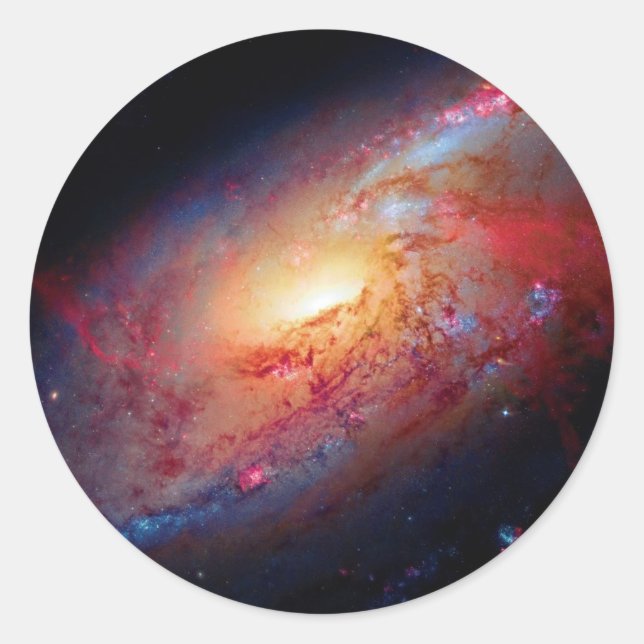 Sticker Rond Galaxie spirale Messier M106 Photo de l'espace ext (Devant)